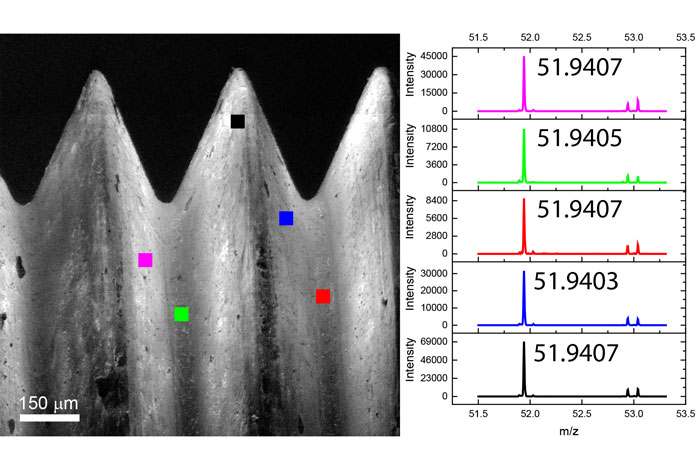 Total Ion Image of M1.6 screw thread